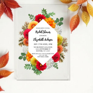 Invitations En Acrylique Automne Dahlia Floral Fête des mariées automne