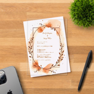 Invitations En Acrylique Automne Pêche verdure Aquarelle Cadre