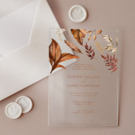 Invitations En Acrylique Automne Rustique Terracotta Floral Mariage