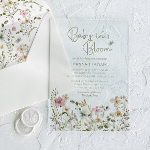 Invitations En Acrylique Baby in Bloom Girl Baby shower