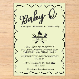 Invitations En Acrylique Baby-Q Backyard Baby Shower   BBQ Baby 