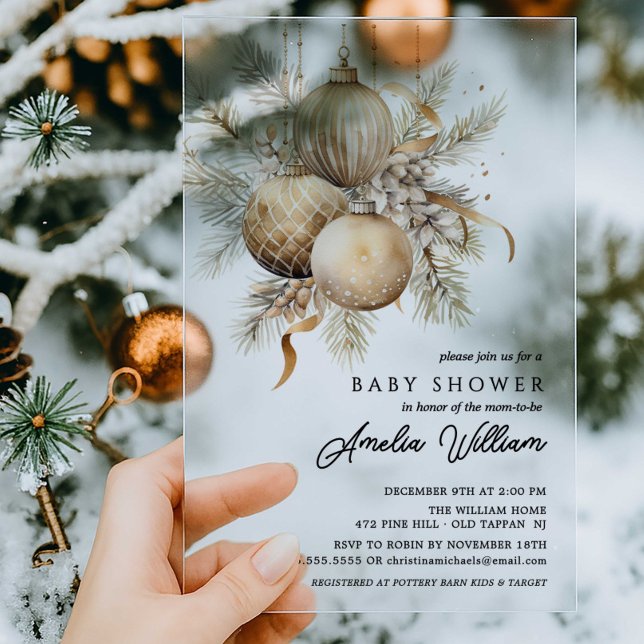 Invitations En Acrylique Baby shower acrylique Gold Ornament (Créateur téléchargé)