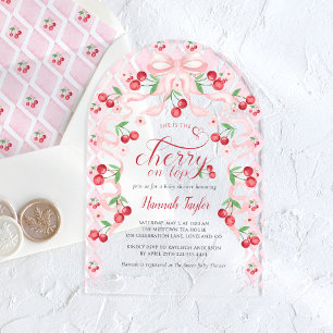 Invitations En Acrylique Baby shower cerisier de Bow rose