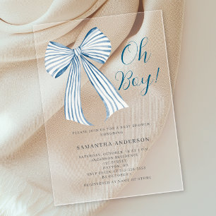 Invitations En Acrylique Baby Shower Ciel Bleu Oh Garçon