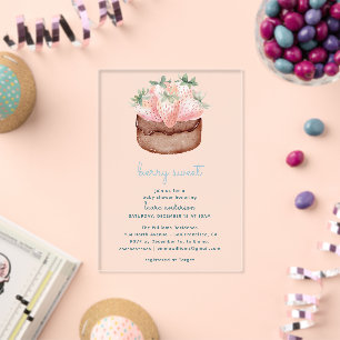 Invitations En Acrylique Baby Shower Cupcake aux Fraises Très Sucré