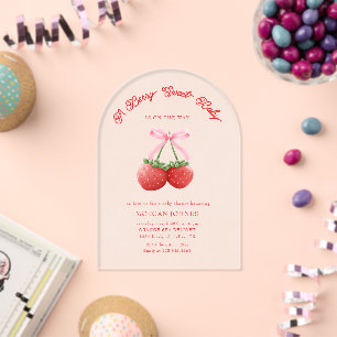 Invitations En Acrylique Baby shower de coquette rose pâle Berry