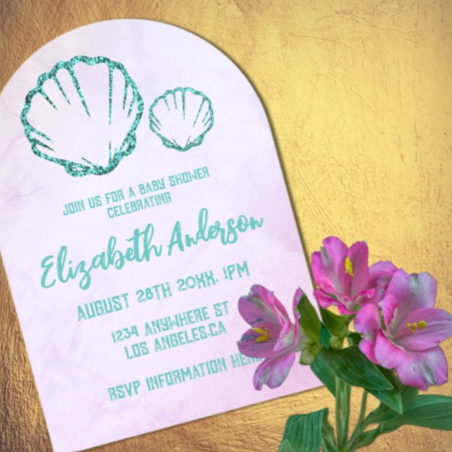 Invitations En Acrylique Baby shower de coquillage (Créateur téléchargé)