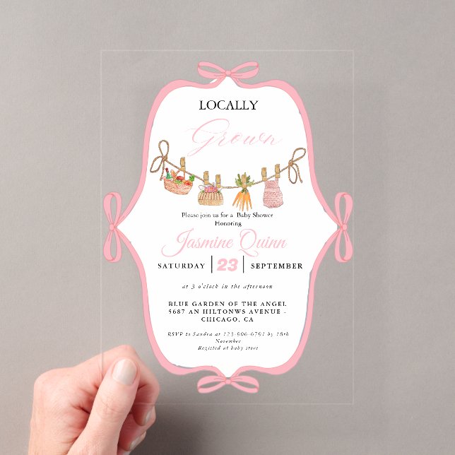Invitations En Acrylique Baby shower de fille local saupoudrer bébé (In situ (ordinateur de poche))