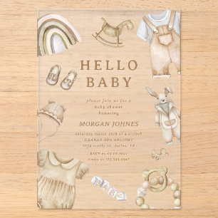 Invitations En Acrylique Baby shower de soins infirmiers Boho Clothes