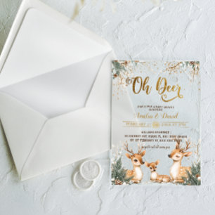 Invitations En Acrylique Baby shower Deer Winter Wonderland