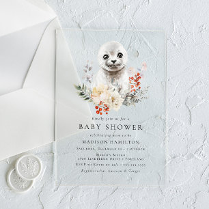 Invitations En Acrylique Baby shower d'hiver du phoque arctique