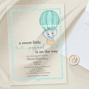 Invitations En Acrylique Baby shower écologique éléphant genre neutre