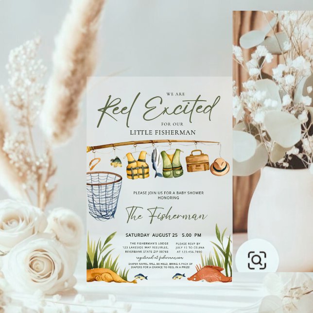 Invitations En Acrylique Baby shower Excité Reel Moderne (Créateur téléchargé)