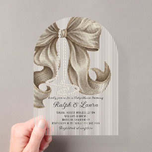 Invitations En Acrylique Baby-shower fille à ruban rayé grandmillennial