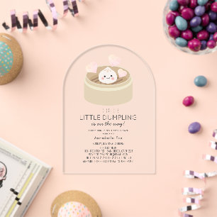 Invitations En Acrylique Baby Shower Fille Rose Petit Bao