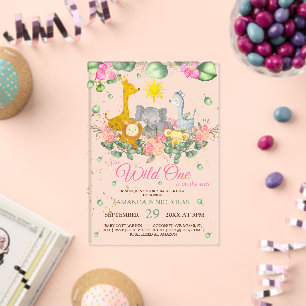 Invitations En Acrylique Baby Shower Fille Safari Floral