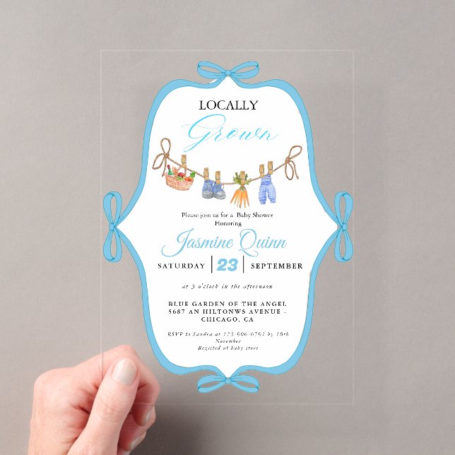 Invitations En Acrylique Baby shower garçon local saupoudrer bébé (In situ (ordinateur de poche))