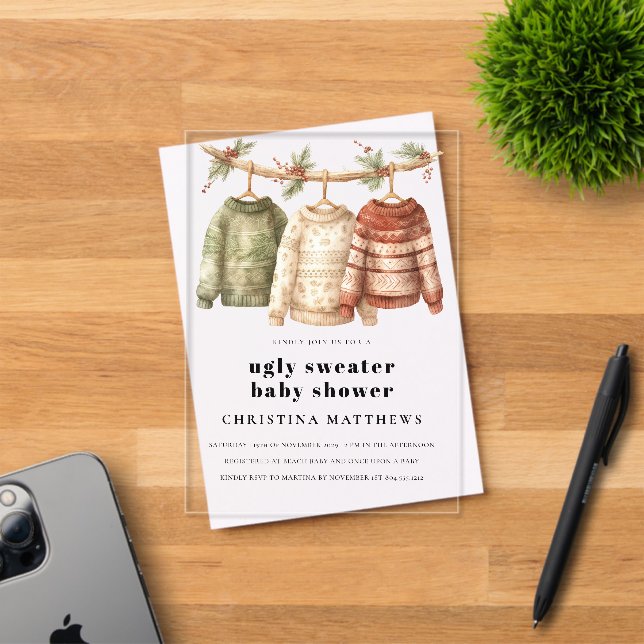 Invitations En Acrylique Baby shower hivernal moche doux (Insitu (Carte d'invitation))