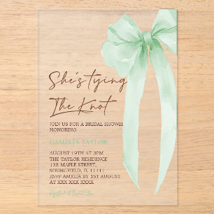 Invitations En Acrylique Baby Shower Mariage Ruban Vert