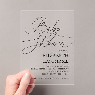 Invitations En Acrylique Baby Shower Moderne Minimaliste