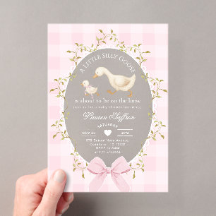 Invitations En Acrylique Baby Shower Petite Oie Sotte Gingham Rose
