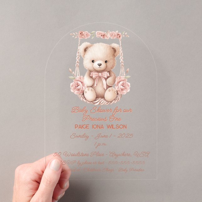 Invitations En Acrylique Baby shower pour fille précoce (In situ (ordinateur de poche))