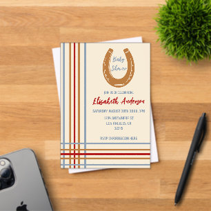 Invitations En Acrylique Baby shower rustique Western Horseshoe
