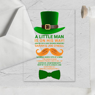 Invitations En Acrylique Baby Shower Saint-Patrick Moderne pour Petit Lepre