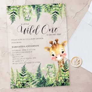 Invitations En Acrylique Baby Shower « Sauvage » pour Girafeau de Genre Neu