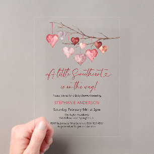 Invitations En Acrylique Baby shower Valentines de Little Sweetheart