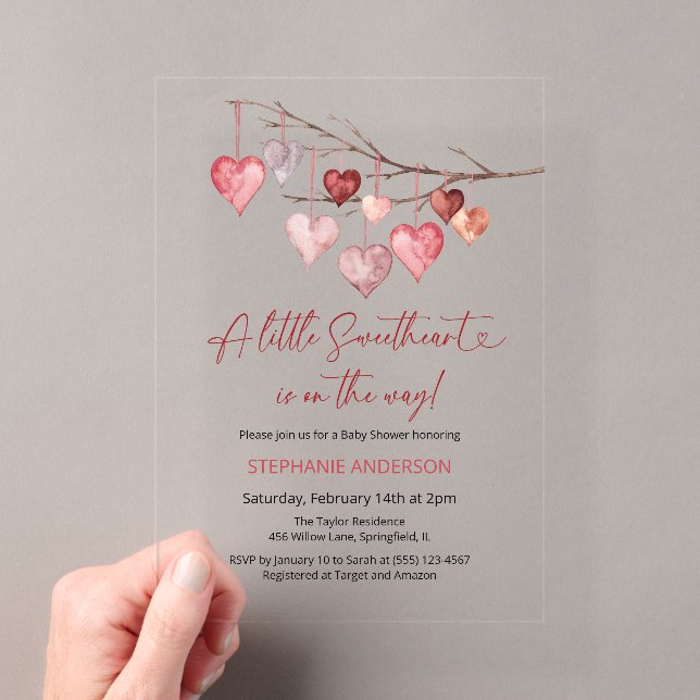 Invitations En Acrylique Baby shower Valentines de Little Sweetheart (In situ (ordinateur de poche))