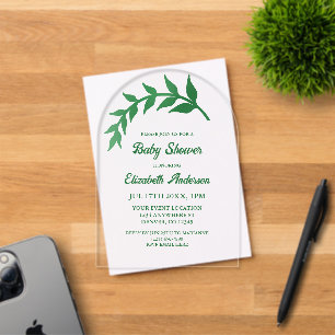 Invitations En Acrylique Baby shower verdoyant chic