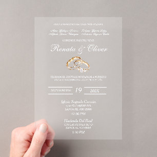 Invitations En Acrylique bague diamant mariage acrylique