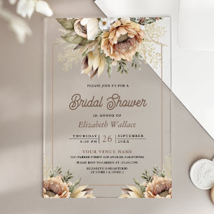 Invitations En Acrylique Baigneuse Florale Terne Bohème Terreuse pour Maria