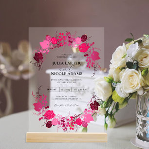 Invitations En Acrylique Baiser Français Fleurs de Raisin de Baie Douce Mar