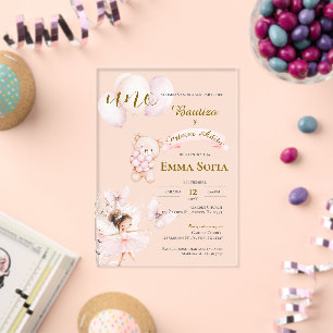 Invitations En Acrylique Baptême acrylique et espagnol de première année