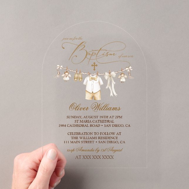 Invitations En Acrylique Baptême de garçon Christening (In situ (ordinateur de poche))
