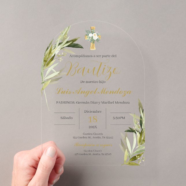 Invitations En Acrylique Baptême espagnol garçon (In situ (ordinateur de poche))