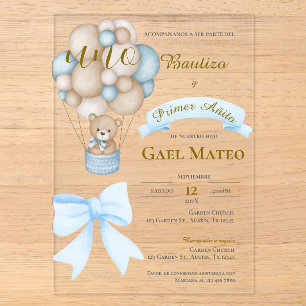 Invitations En Acrylique baptême et premier anniversaire Acrylique avec bal