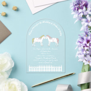 Invitations En Acrylique Beau Cheval Mariage Blanc Personnalisé
