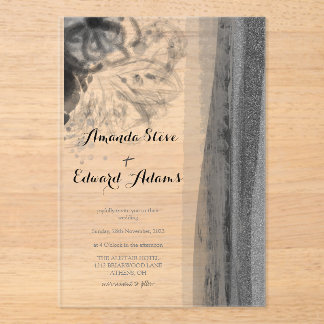 Invitations En Acrylique beau mariage d'abstraction florale fantaisiste