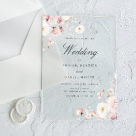 Invitations En Acrylique Beau Mariage floral doux