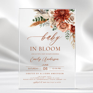 Invitations En Acrylique Bébé fleur sauvage en fleurs Baby shower d'automne