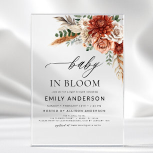 Invitations En Acrylique Bébé fleur sauvage en fleurs Baby shower d'automne