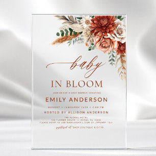 Invitations En Acrylique Bébé fleur sauvage en fleurs Baby shower d'automne
