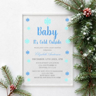 Invitations En Acrylique Bébé Il fait froid dehors Baby shower d'hiver garç