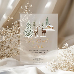 Invitations En Acrylique Bébé il fait froid dehors cerf baby shower