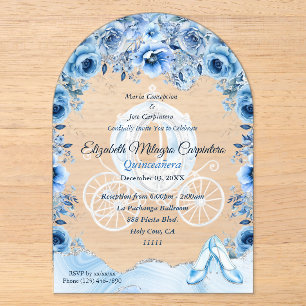 Invitations En Acrylique Bébé Magique Bleu Cendrillon Quinceañera