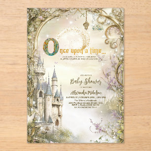Invitations En Acrylique Bébé Shower Princesse Château Royal