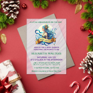 Invitations En Acrylique Bébé Verseau Fête de Naissance Lavande et Vert